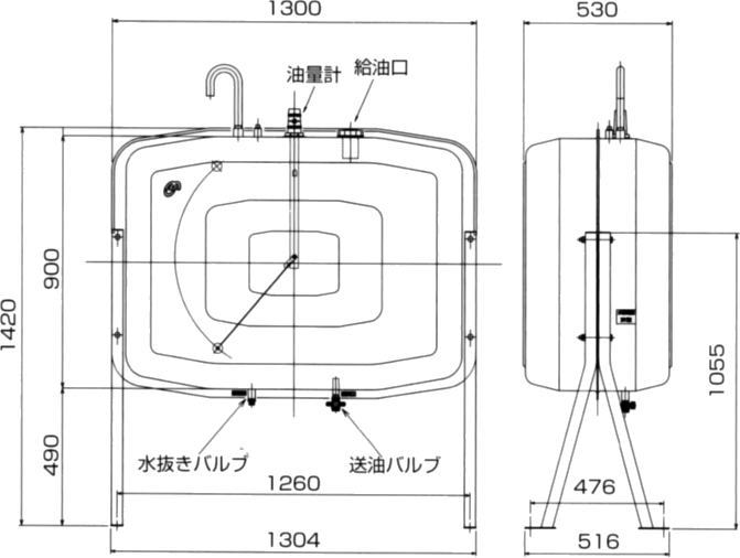 鉄製オイルタンク(灯油タンク) 490L 角タンク OT-490SOT-490S 東洋アルチタイト灯油タンク｜鉄製灯油タンク-オーティ・マットー製タンク ｜ジョイント商会